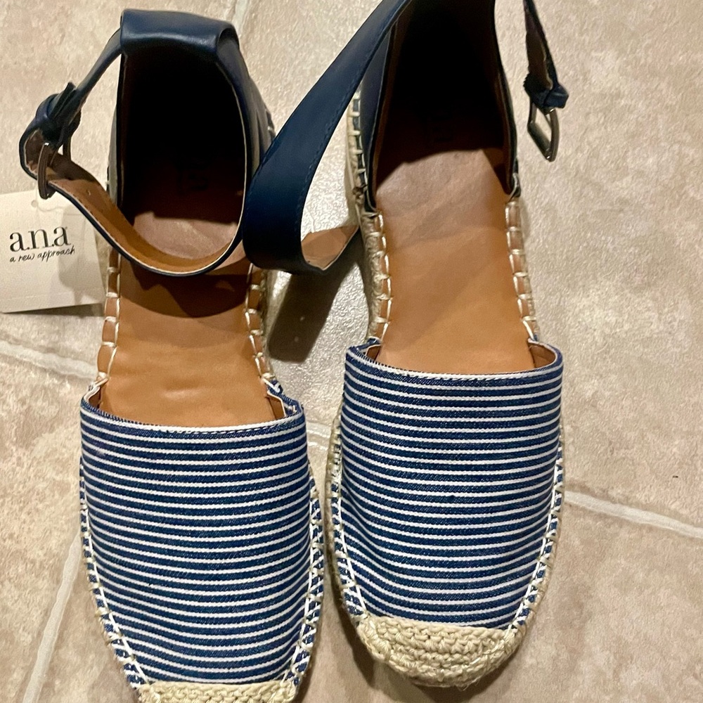 a.n.a Blue and Tan Espadrilles Nautical Style